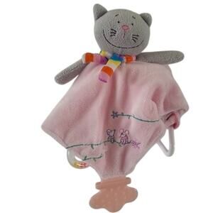 Stephan Baby Kitten Mouse Baby Teether Rattle Security Blanket Lovey Plush Pink